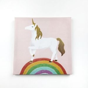 Metallic Gold Rainbow Unicorn Canvas Wall Art
